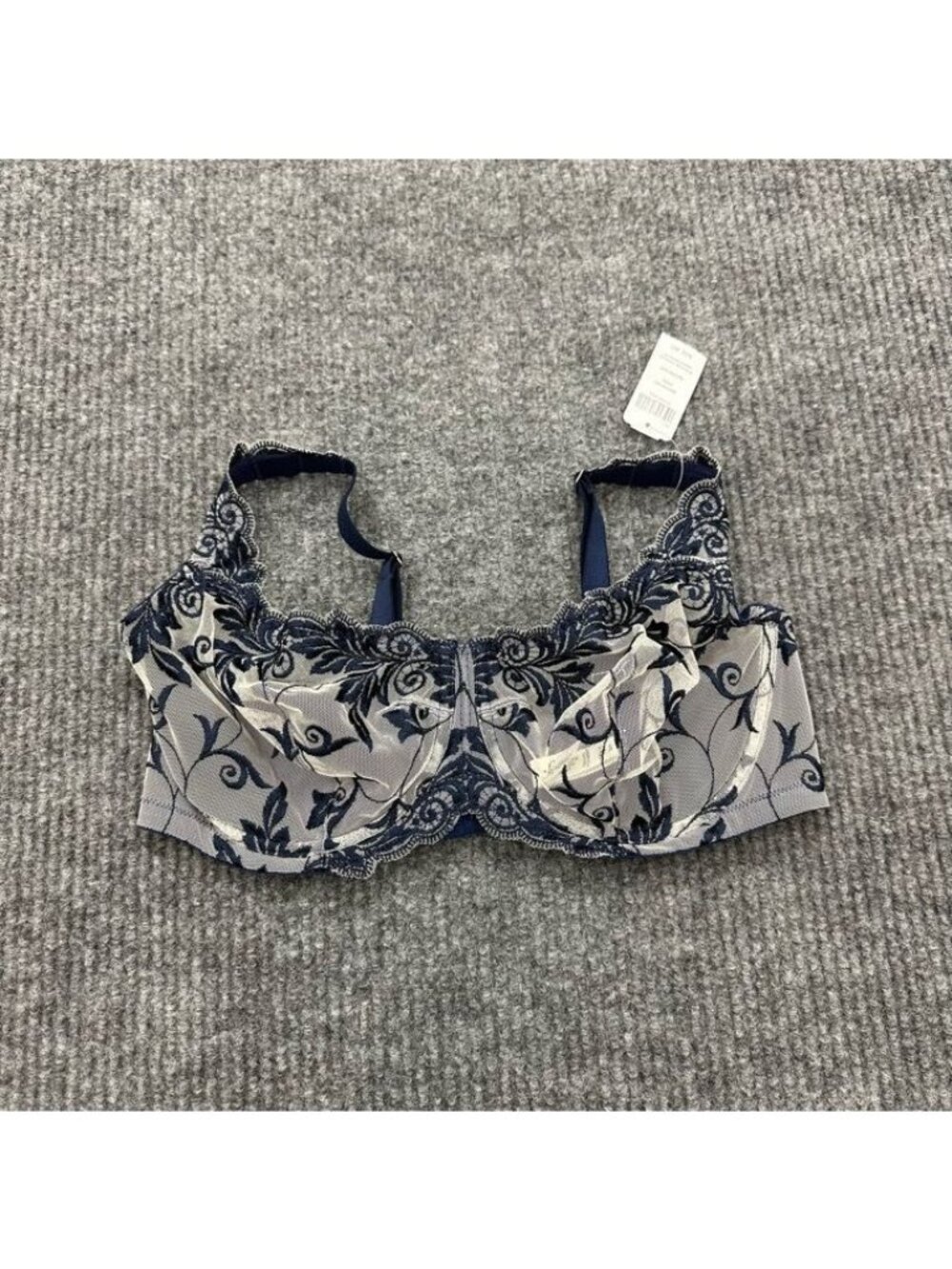 Soma Sensuous Lace Unlined Navy Light Nude Bra Underwire Sexy Womens Sz 36D NEW